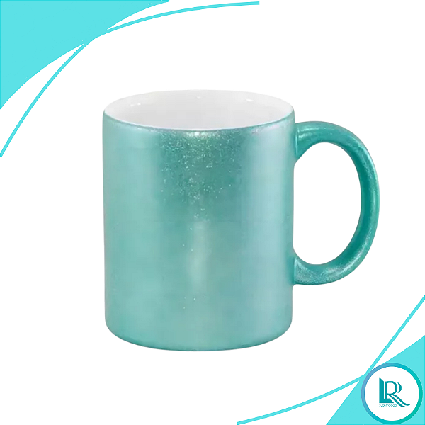Caneca Cerâmica Glitter - Azul Tiffany Sublimação