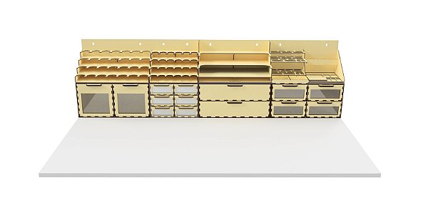 Organizador Modular em MDF com 8 Módulos 2 Andares em "I" 1100mmCx150mmLx300mmA