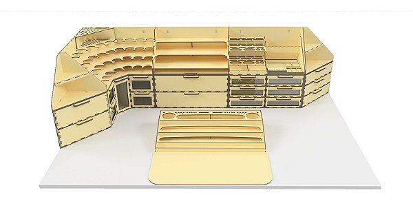 Organizador Modular em MDF com 10 Módulos 2 Andares em "L" + Pintura 1050mmCx450mmLx300mmA