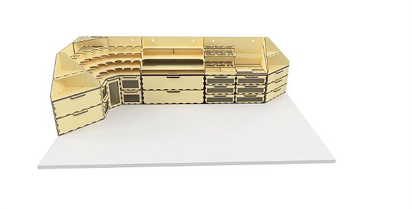 Organizador Modular em MDF com 10 Módulos 2 Andares em "L" 1050mmCx450mmLx300mmA