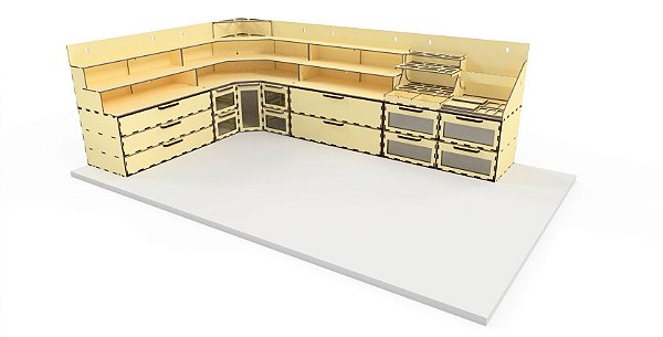 Organizador Modular em MDF com 8 Módulos 2 Andares em "L" 900mmCx600mmLx300mmA