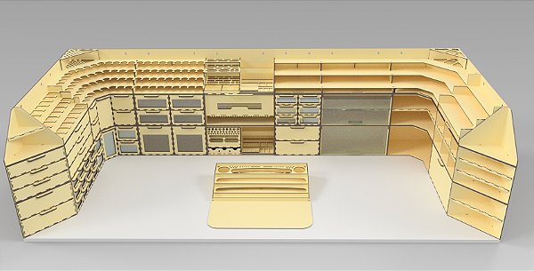 Organizador Modular em MDF com 30 Módulos 3 Andares em "U" + Pintura 1700mmCx750mmLx450mmA