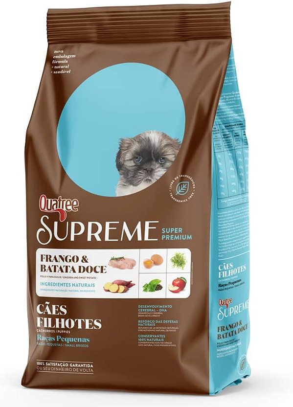 Ração Quatree Supreme Filhotes Raças Pequenas Frango Batata Doce 1KG-3KG-10KG-15KG