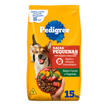 Ração Pedigree Adulto Raças Pequenas Carne e Vegetais 15KG