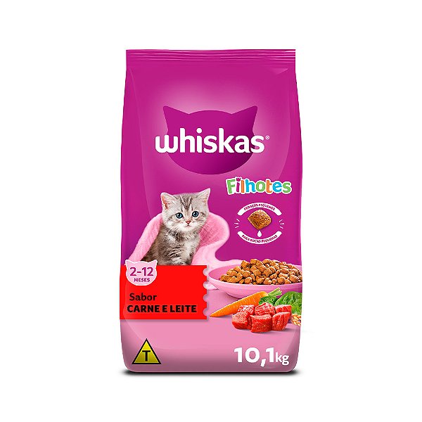 Ração Whiskas Gato Filhote Carne e Leite 10KG