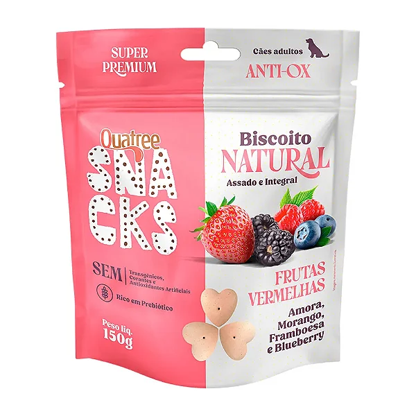 Snacks Biscoito Natural Quatree Anti-Ox A - Frutas Vermelhas 150g