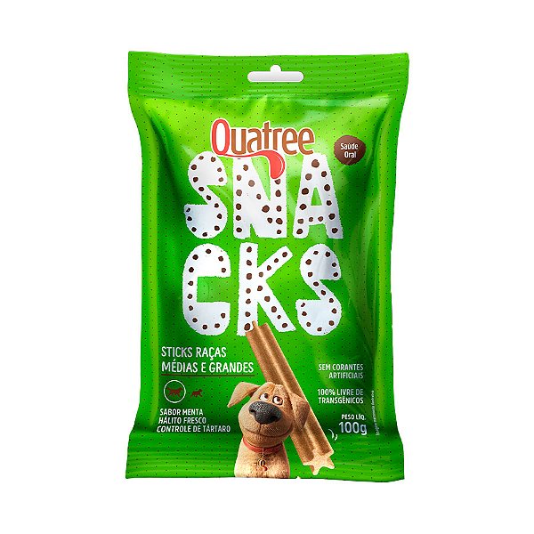 Snack Quatree Stiks Saúde Oral Cães Adulto - Menta 100g