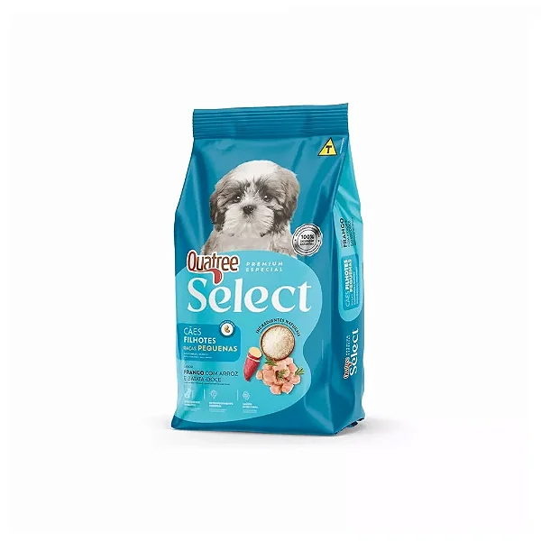 Ração Quatree Select Filhotes Raças Pequenas Sabor Frango com Arroz e Batata Doce
