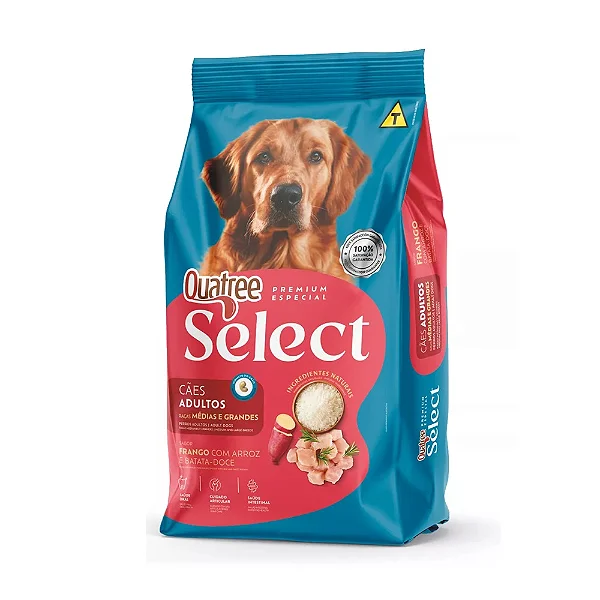 Ração Quatree Select Adultos Médias e Grandes Frango e Arroz