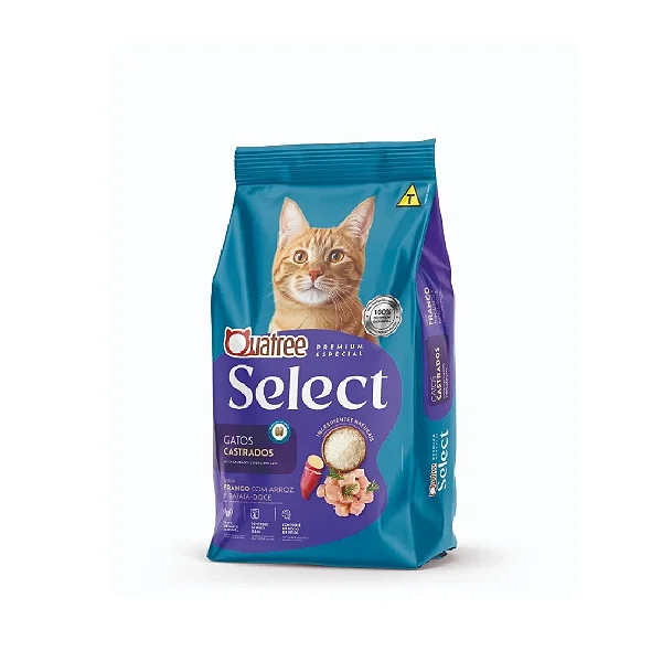 Ração Quatree Select Gato Castrado Frango com Batata-Doce