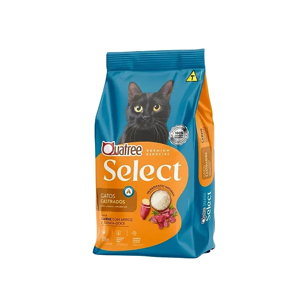 Ração Quatree Select Gato Castrado Carne com Batata-Doce