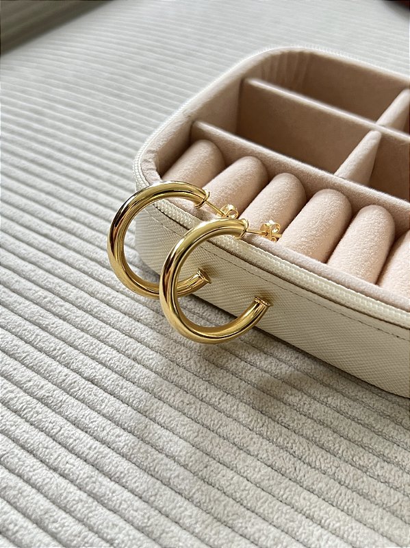 Argola Tubo G - Banhada a Ouro
