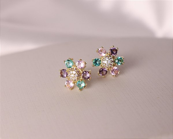 Brinco Flor - Banhada a Ouro