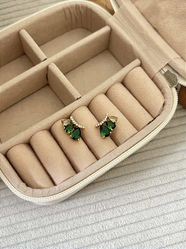 Brinco Gotas Degradê Verde - Banhada a Ouro