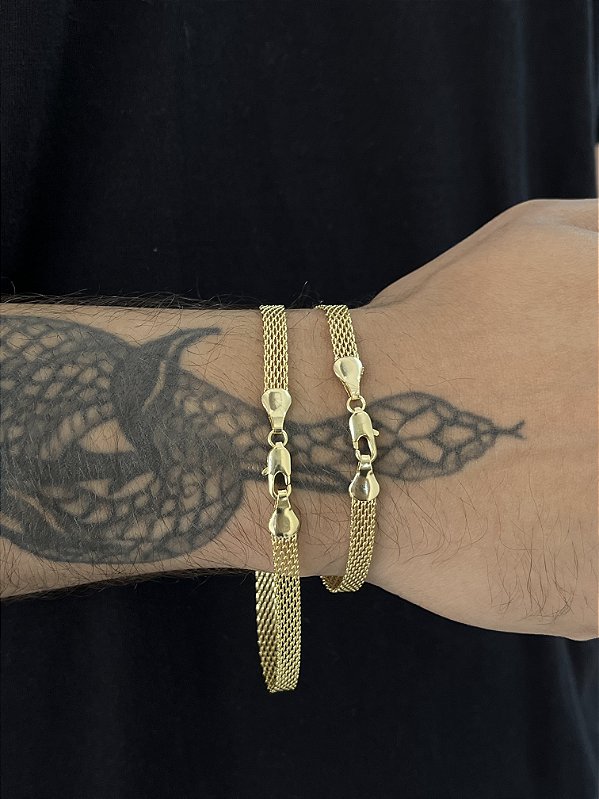 Pulseira Esteira 5mm - Banhado a Ouro