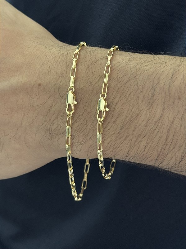 Pulseira Tijolinho 2,5mm - Banhado a Ouro