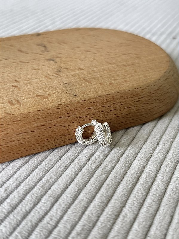 Argola Cristal Torcida - Prata 925