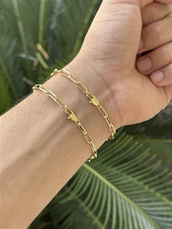 Pulseira Tijolinho 3,4mm - Banhado a Ouro