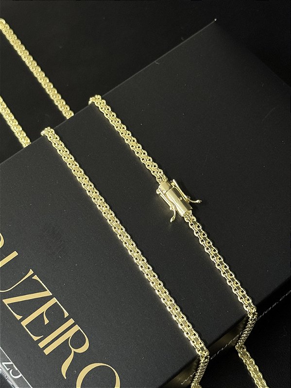 Corrente Cadeado Duplo 3,5mm - Banhada a Ouro