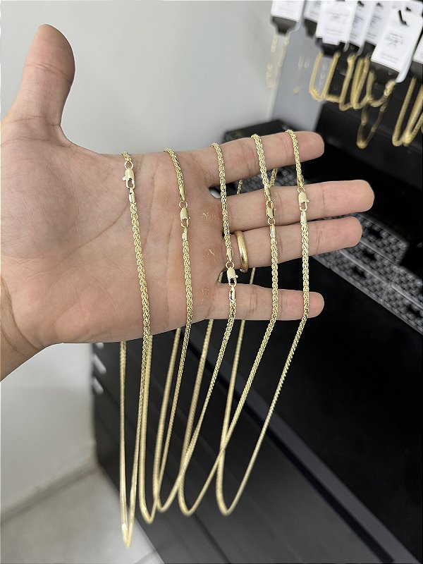 Corrente Grumet Trabalhada 3mm - Banhada a Ouro