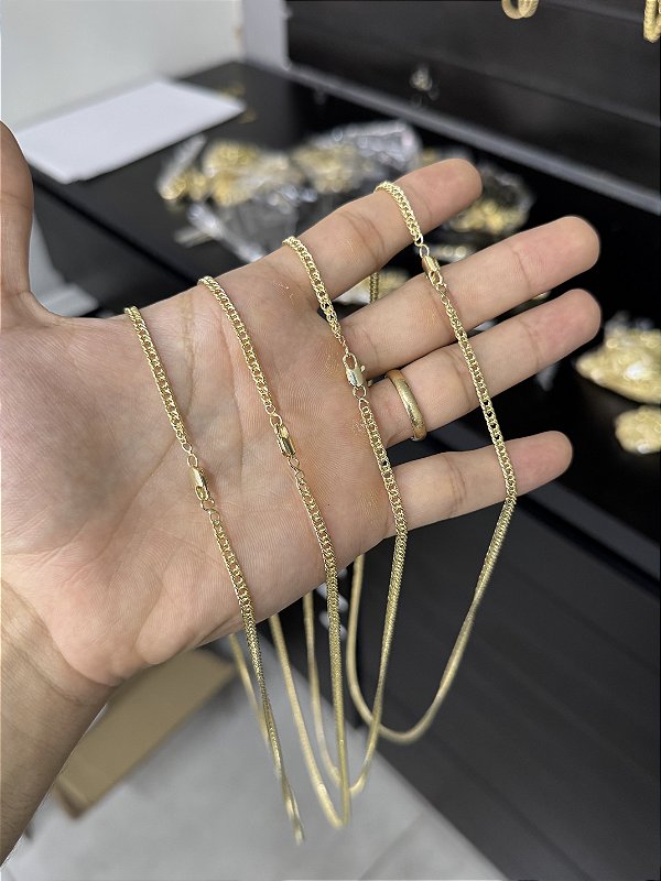 Corrente Grumet 3,3mm - Banhada a Ouro