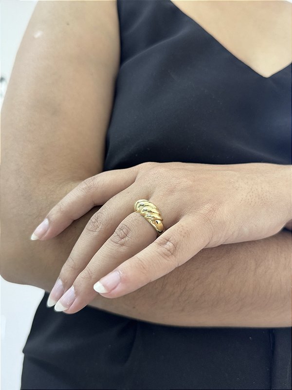 Anel Croissant - Banhado a Ouro