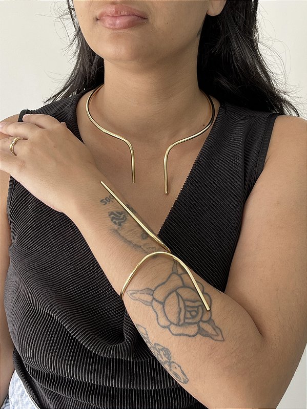 Conjunto Line - Banhado a Ouro