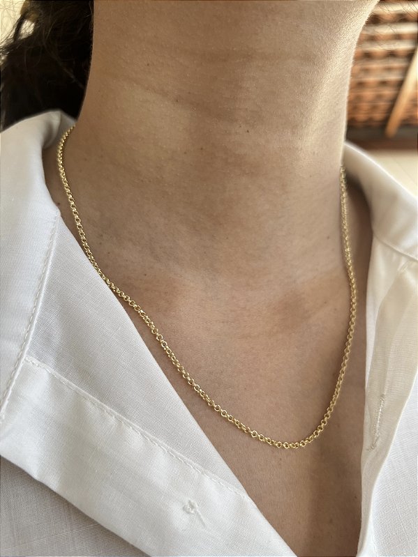 Colar Elo Português 1,8mm - Banhado a Ouro