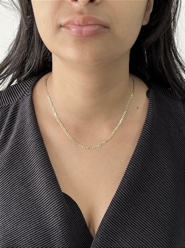 Colar Piastrine 3mm - Banhado a Ouro