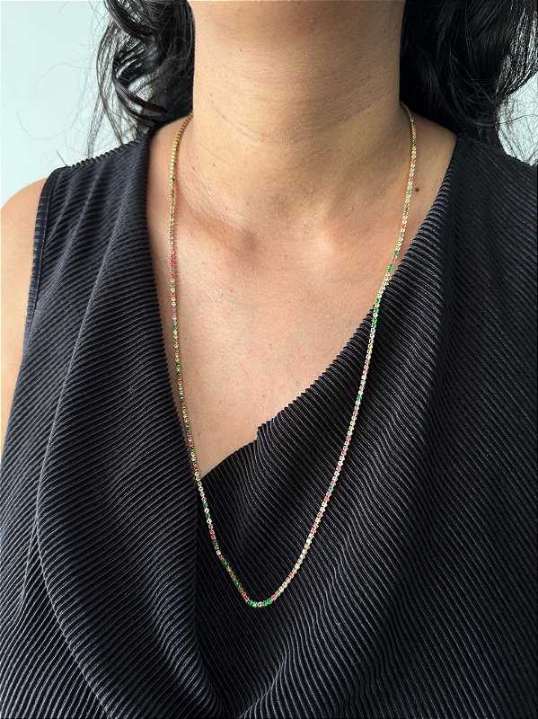 Colar Riviera Colors - Banhado a Ouro