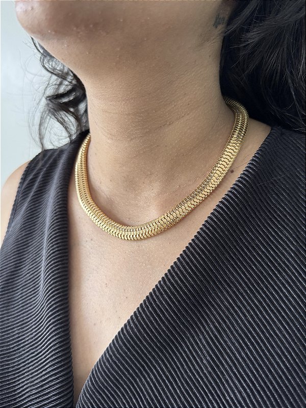 Choker Rede 10mm - Banhado a Ouro