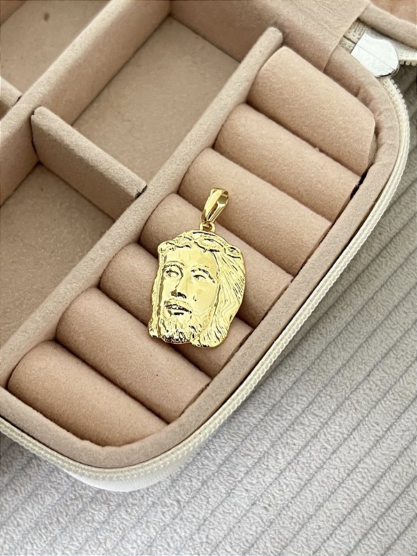 Pingente Face de Jesus P - Banhado a Ouro