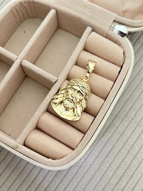 Pingente Face de Jesus M - Banhado a Ouro