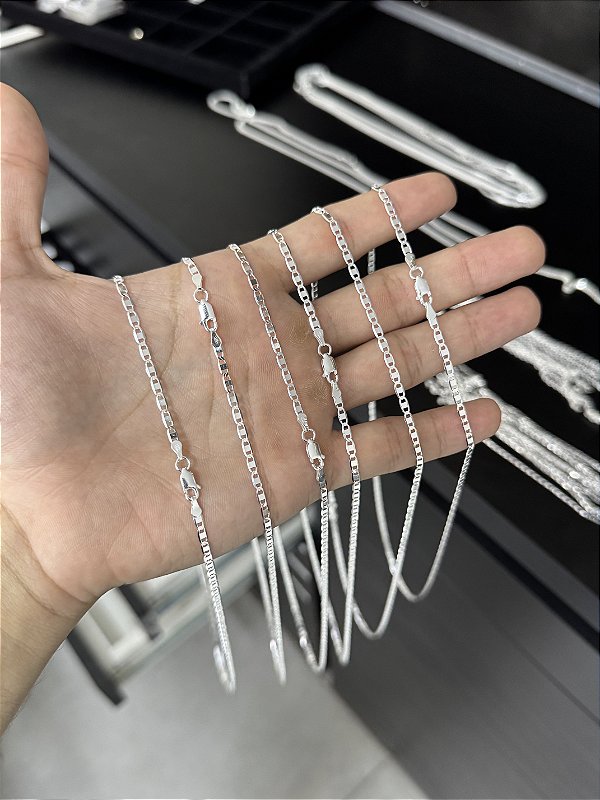 Corrente Piastrine 3,4mm 60cm - Prata 925