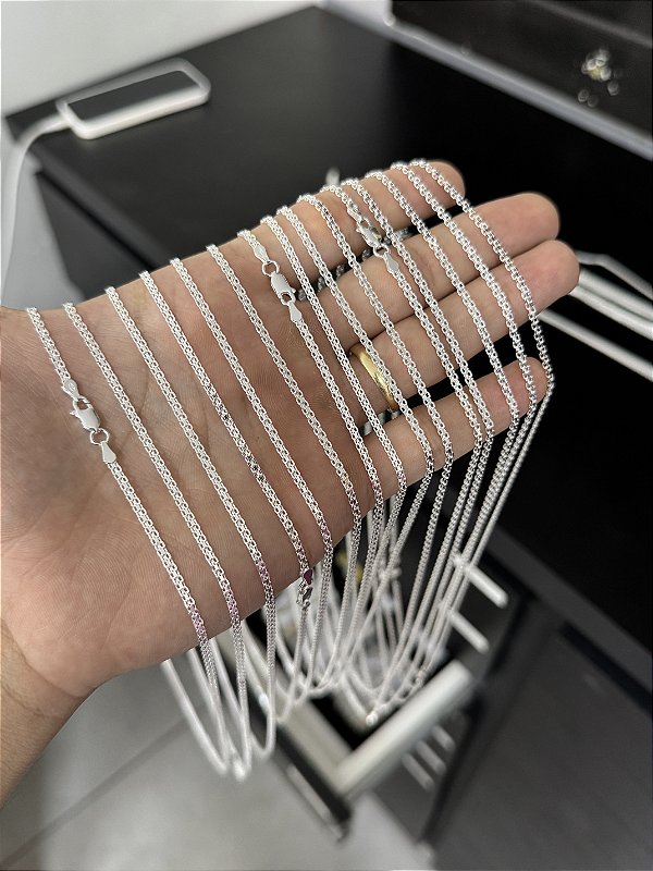 Corrente Cadeado Duplo 2,4mm 60cm - Prata 925