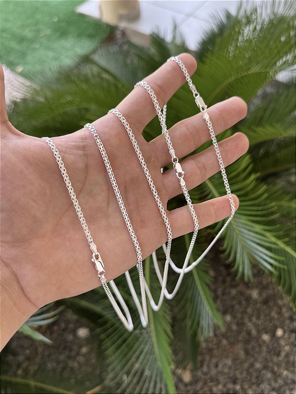 Corrente Cadeado Duplo 3mm 70cm - Prata 925