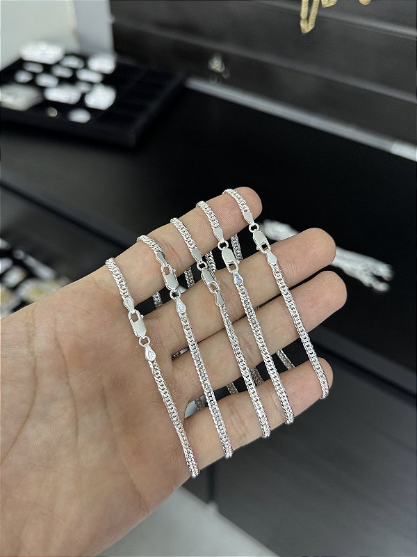 Pulseira Grumet Dupla 3,5mm 21cm - Prata 925