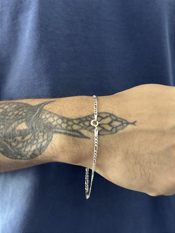 Pulseira 3x1 Fecho Tradicional 22cm - Prata 925