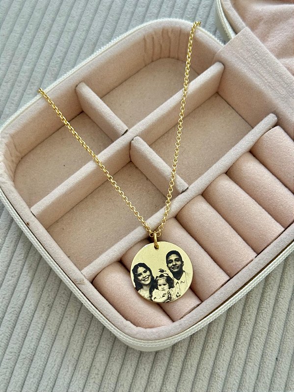 Colar Personalizado Redondo G Elo Português - Banhado a Ouro