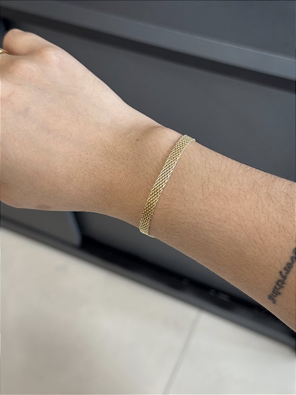 Pulseira Esteira 5mm 18cm - Banhado a Ouro