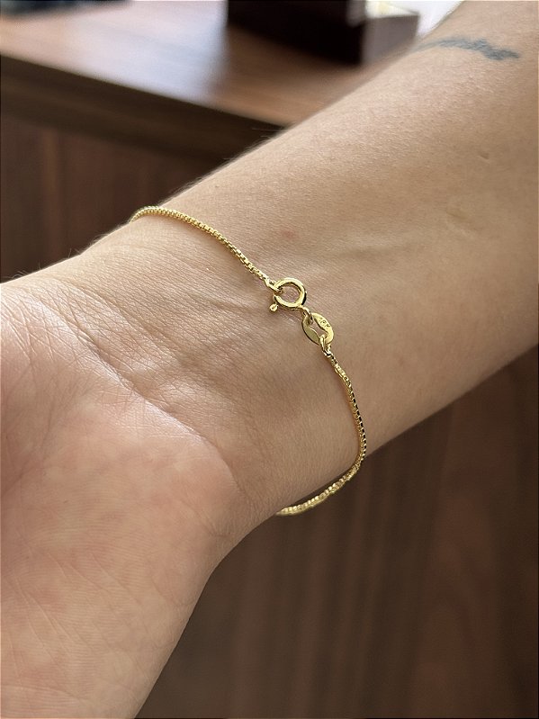Pulseira Veneziana 1mm 18cm - Banhado a Ouro