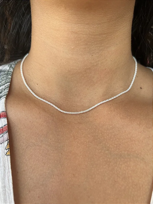 Colar Pipoca 40cm - Prata 925