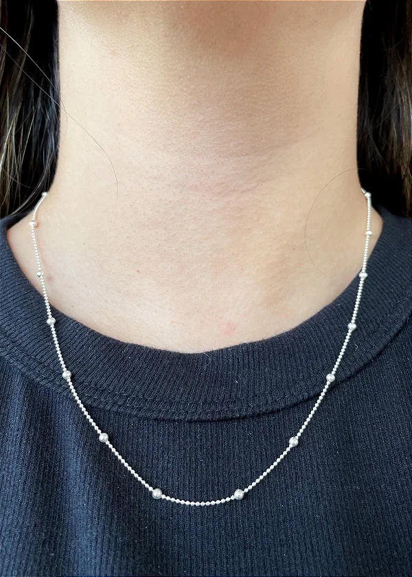Colar Bolinhas 45cm - Prata 925