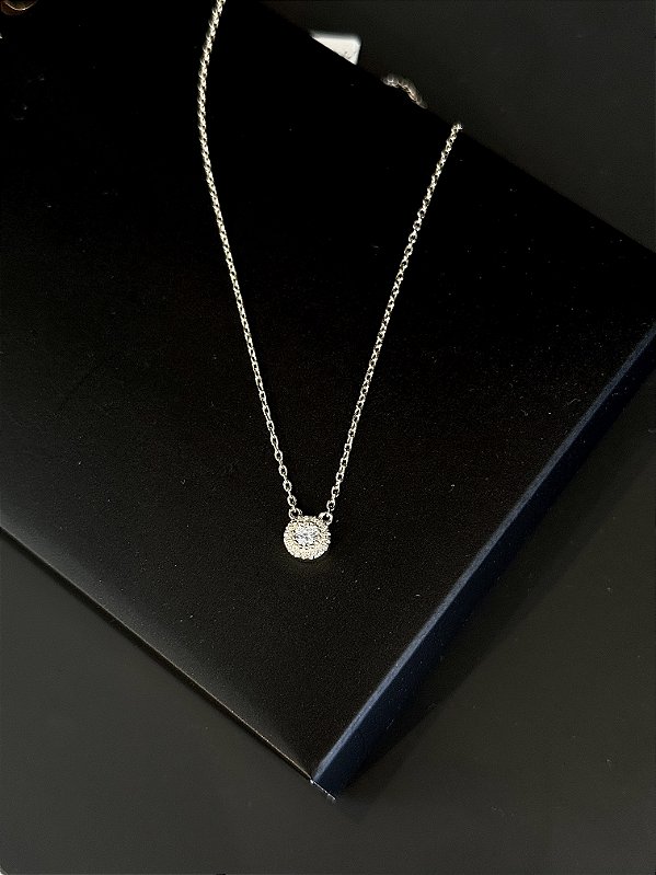 Colar Cadeado com Zircônia - Prata 925