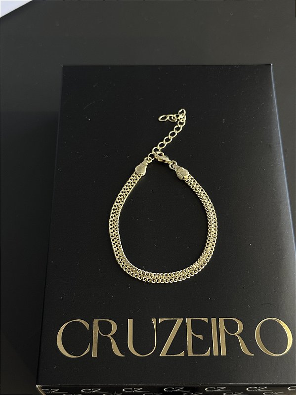 Pulseira Grumet Imperador 4mm 16cm + extensor - Banhado a Ouro