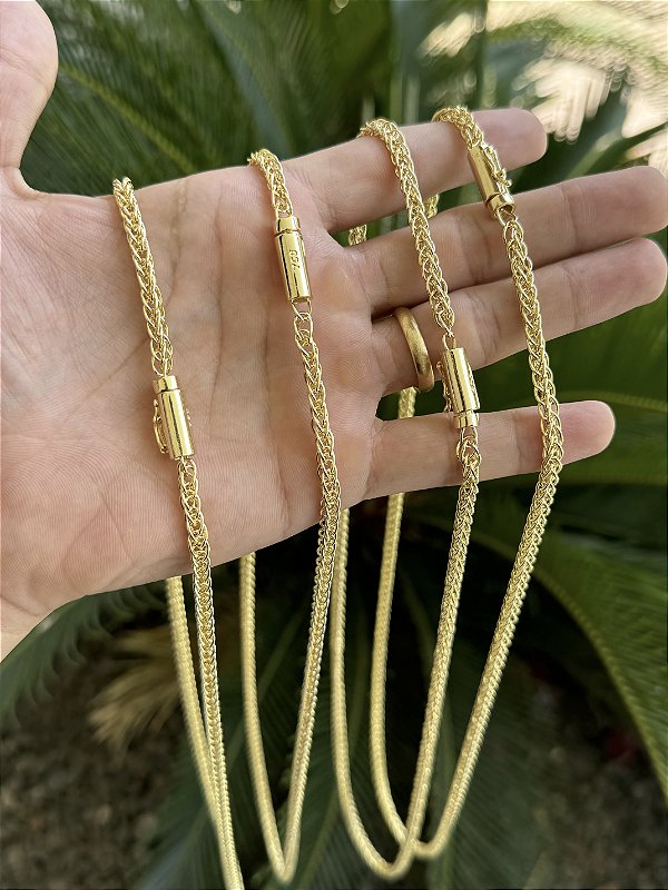 Corrente Trançada - Banhada a Ouro