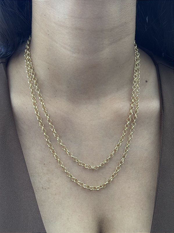 Colar Elo Português 4mm - Banhado a Ouro