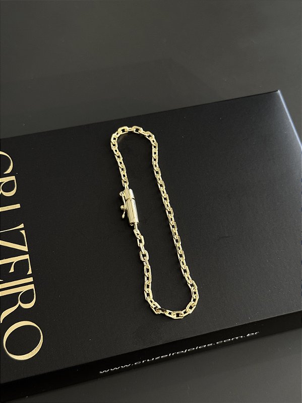 Pulseira Cadeado 3mm - Banhado a Ouro