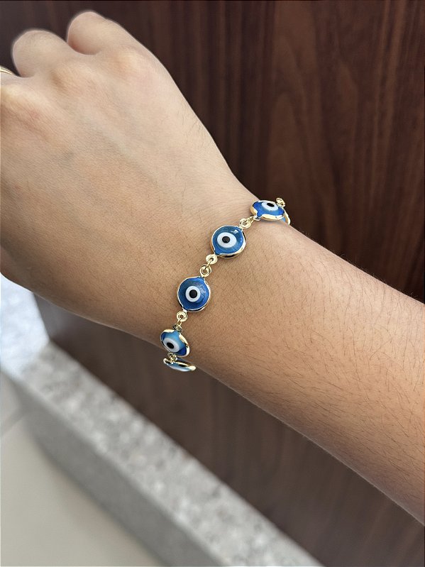 Pulseira Olho Grego Grande - Banhado a Ouro