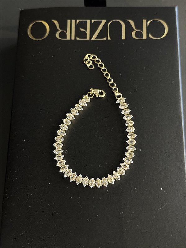 Pulseira Riviera Navete Cristal - Banhado a Ouro